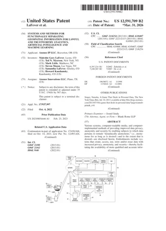 US 12,591,709 patent cover